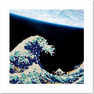 The Great Wave - Hokusai - Pixel Galaxy Posters and Art